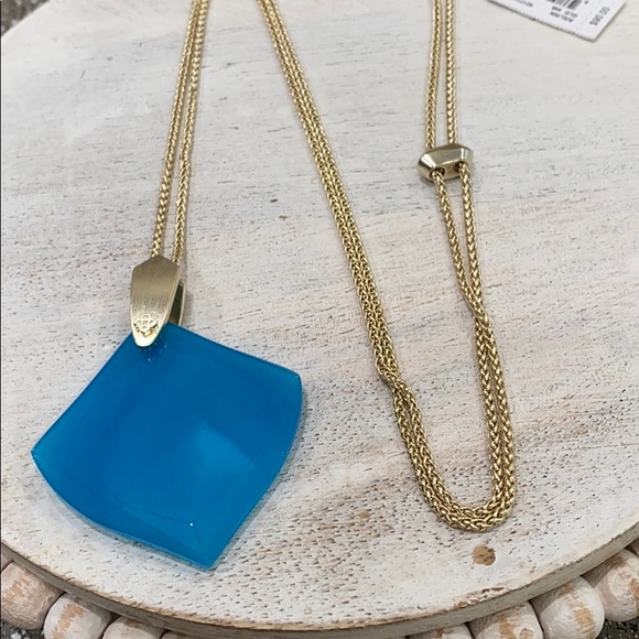 Kendra Scott Aislinn Necklace Teal Agate NWT - Picture 2 of 5